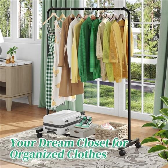 Simple Trending Standard Clothes Clothing Garment Rack with Storage Shelves - Picture 2 of 7